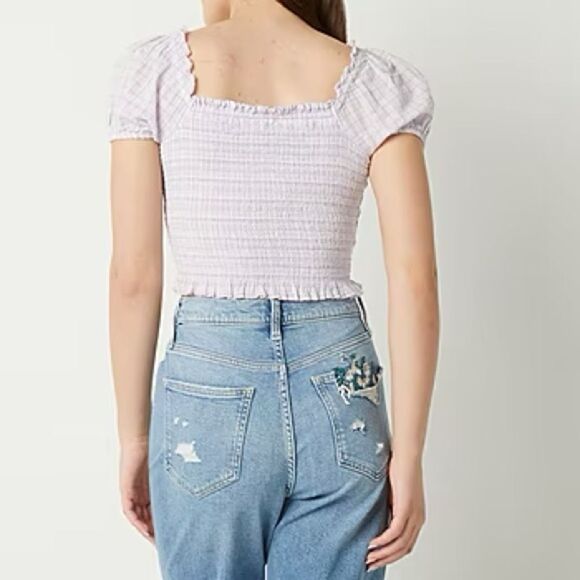 Arizona Juniors Women's Square Neck Short Sleeve Top - Size XXL - Picture 5 of 5